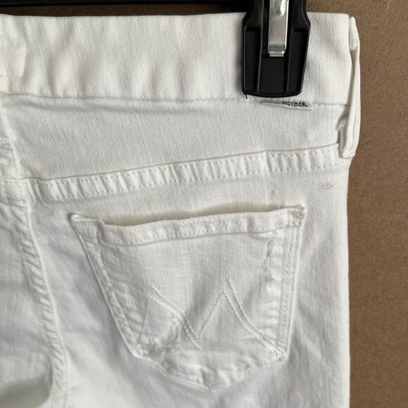Mother Jeans The Looker Stayin Rowdy Size 25x29 Women White Stretch Distressed - Picture 10 of 14